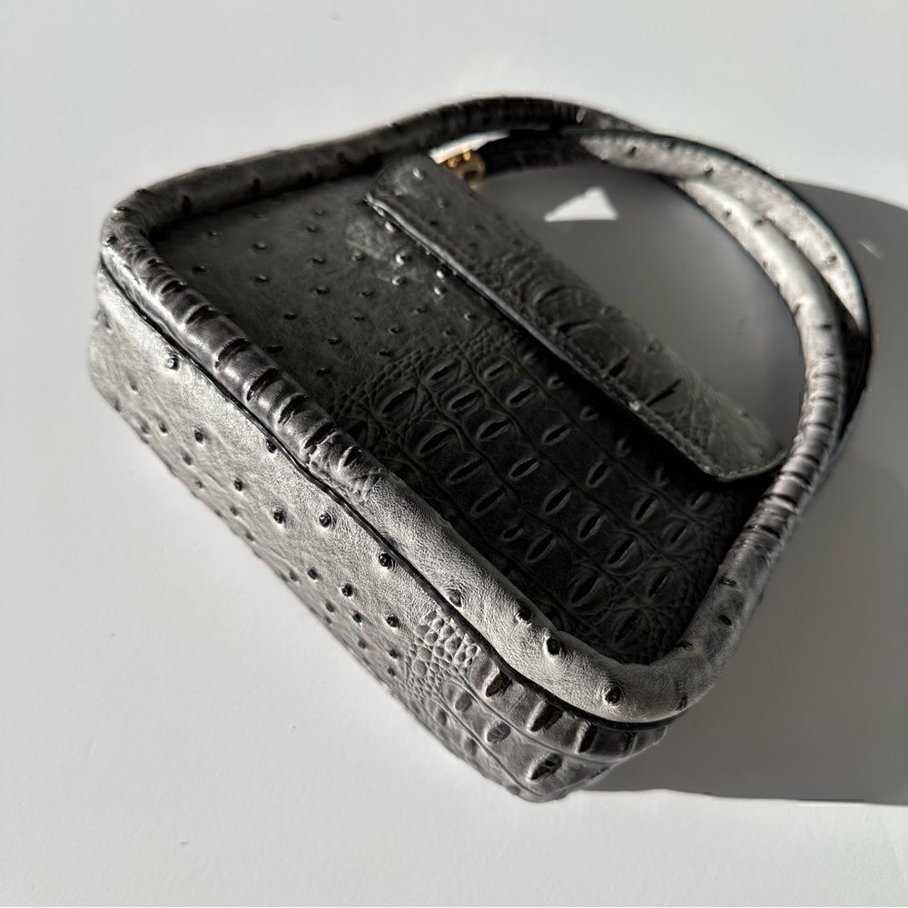 Top Handle Croc Grey Pleather Handbag - Picture 4 of 5